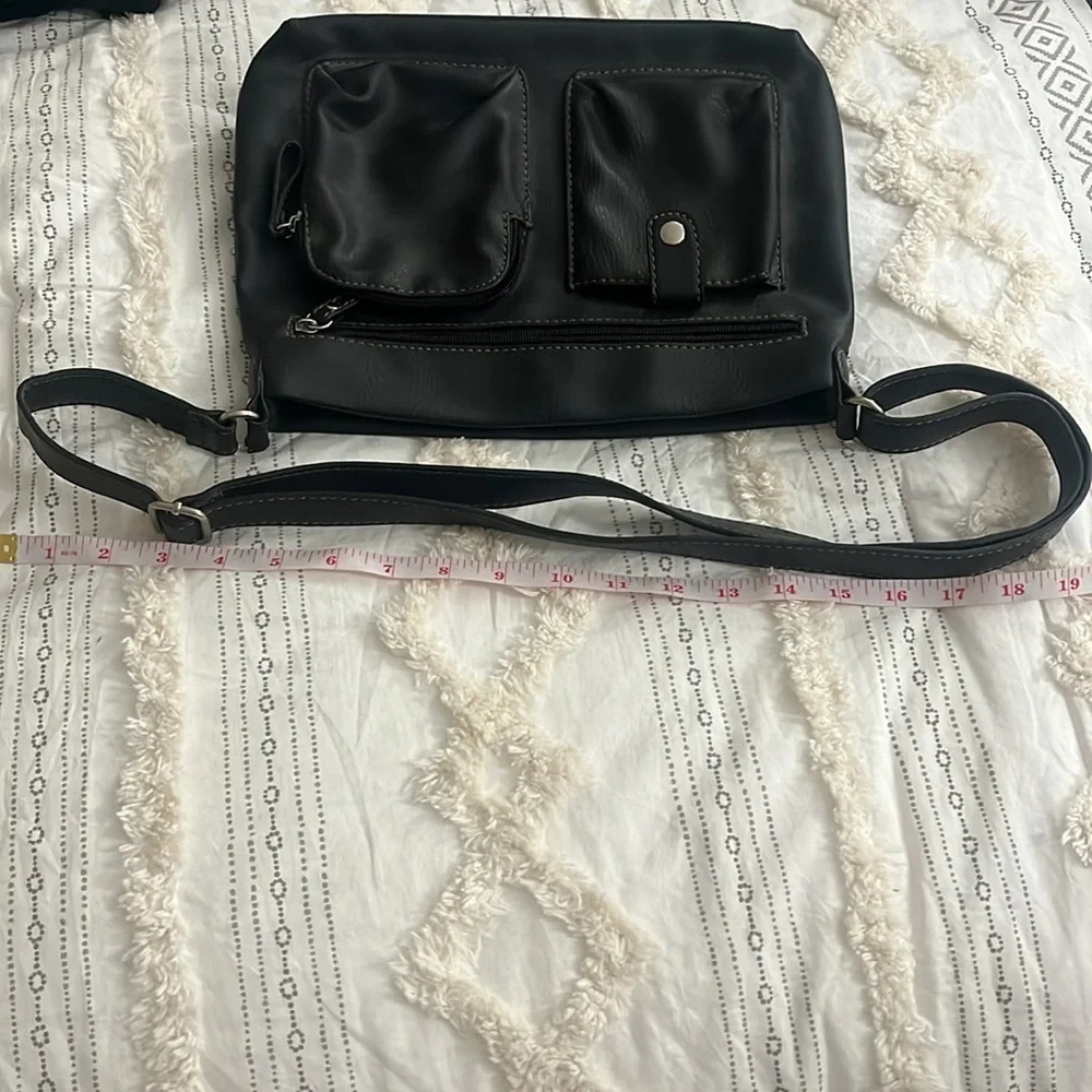 relic faux black leather crossbody purse